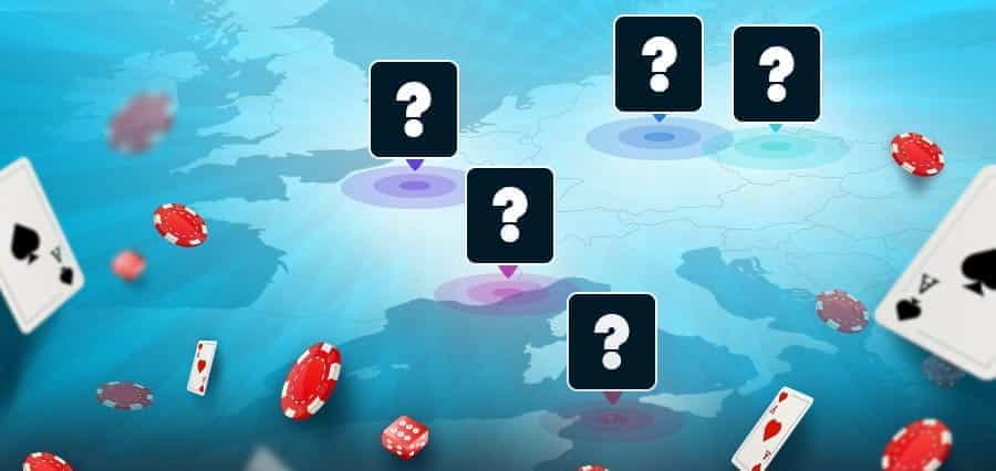 A map of Europe with question marks hovering over some cities.