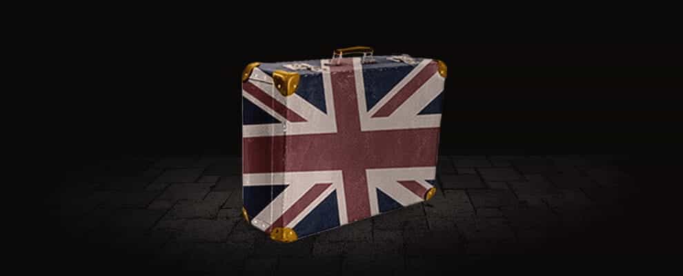 Suitcase with the Union Flag on it.