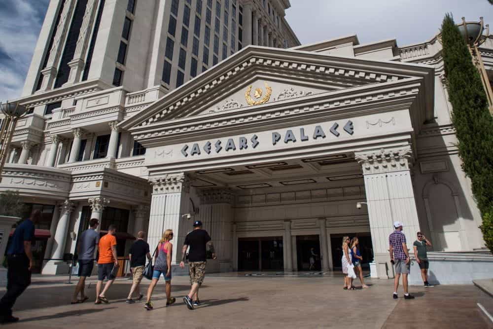 The main entrance of Caeser's Palace casino.
