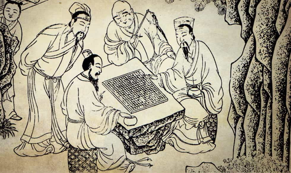 Illustration of an ancient Chinese board game.