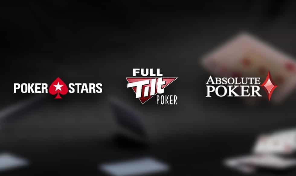 PokerStars, Full Tilt Poker and Absolute Poker logos.