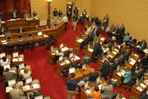 A legislative meeting in Rhode Island’s parliament.