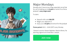The Major Mondays free spins promotion at Slots Heaven