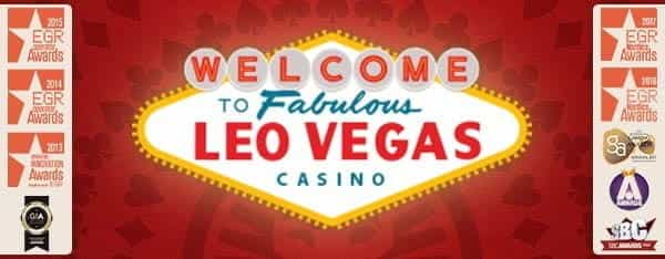 A sign in the same style as the famous welcome to fabulous Las Vegas sign, with "Las Vegas" replaced with “LeoVegas”.