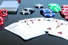 Poker cards and casino chips.