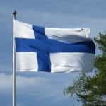 The Finnish flag on a flagpole