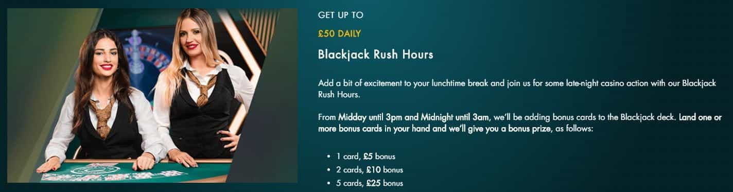 Blackjack Rush Hours lunchtime cards offer from Grosvenor.