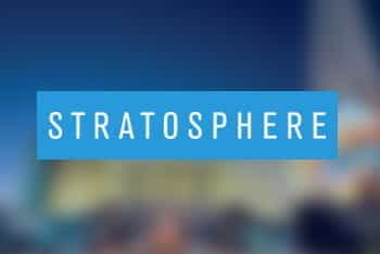 The logo for the Stratosphere hotel in Las Vegas.