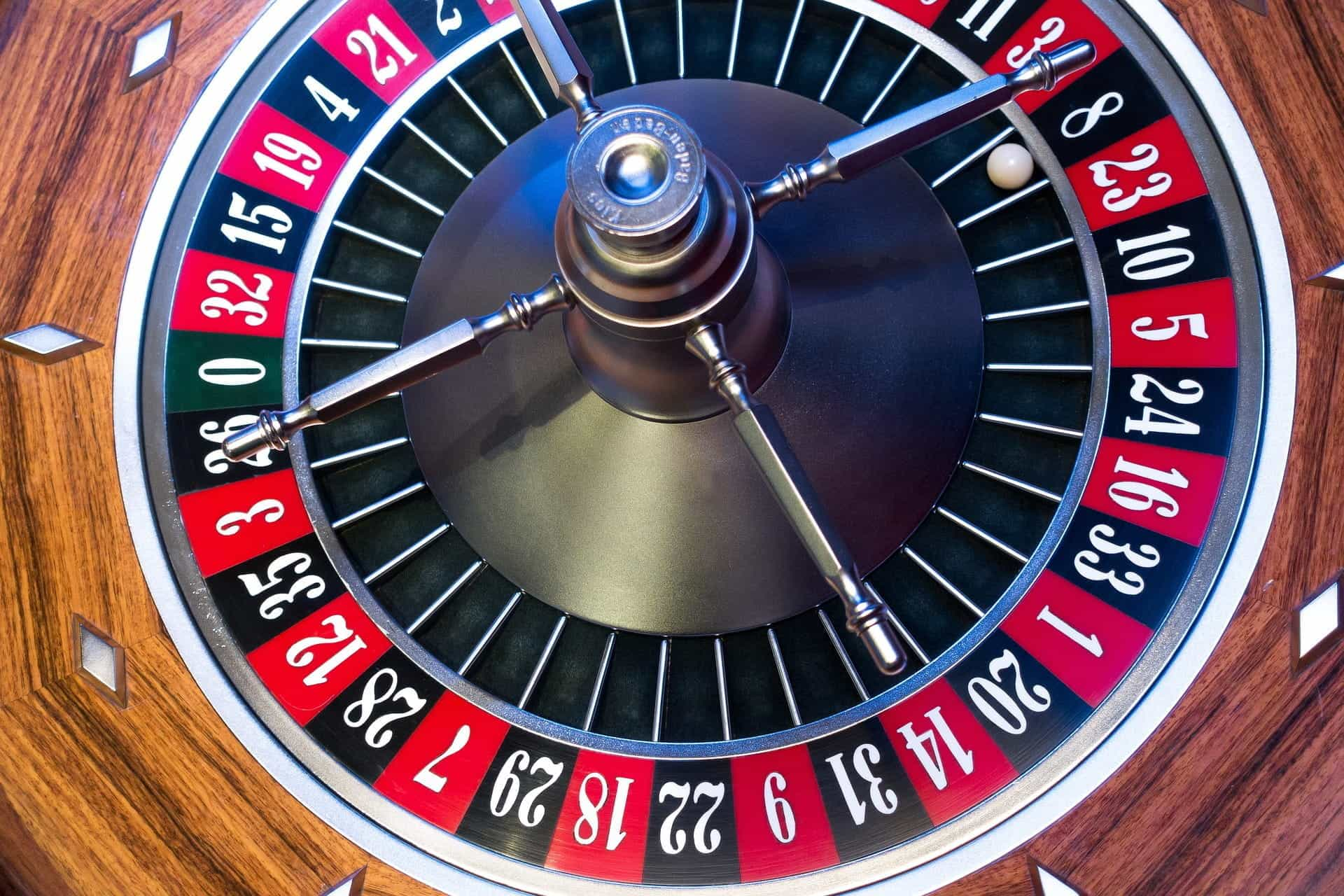 A roulette wheel in a casino.