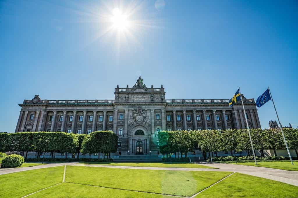 Parliament building in Stockholm, Sweden.