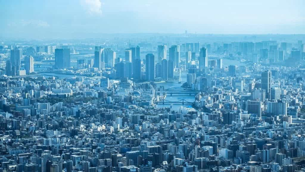 The skyline of central Tokyo. 