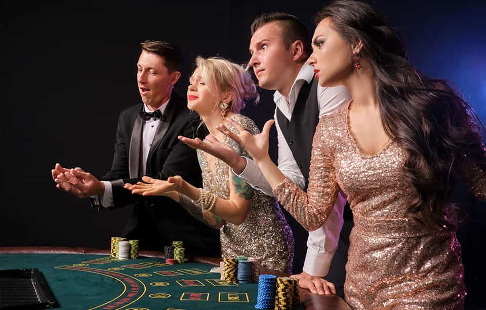 Players looking angry at a casino table.