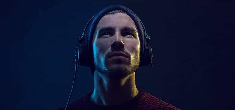 A man wearing headphones.