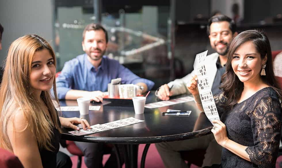 People playing bingo.