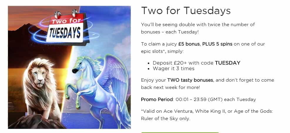 The Two for Tuesdays promotion from Casino.com.