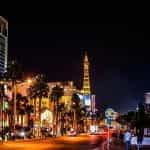 view of the Las Vegas Strip at night.
