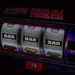 Reels matched up with BAR symbol on slot machine.