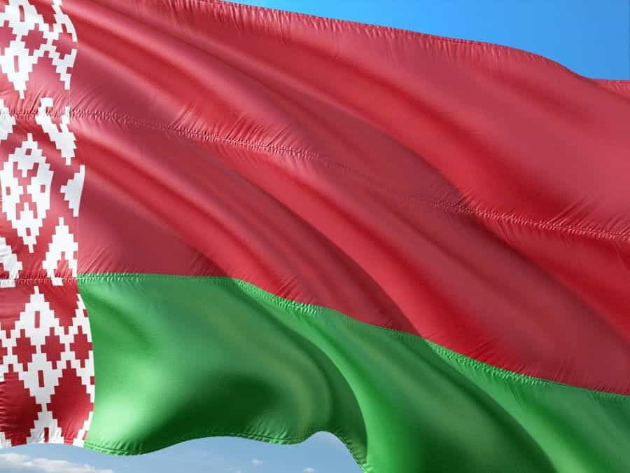 Belarusian flag flying in the wind.