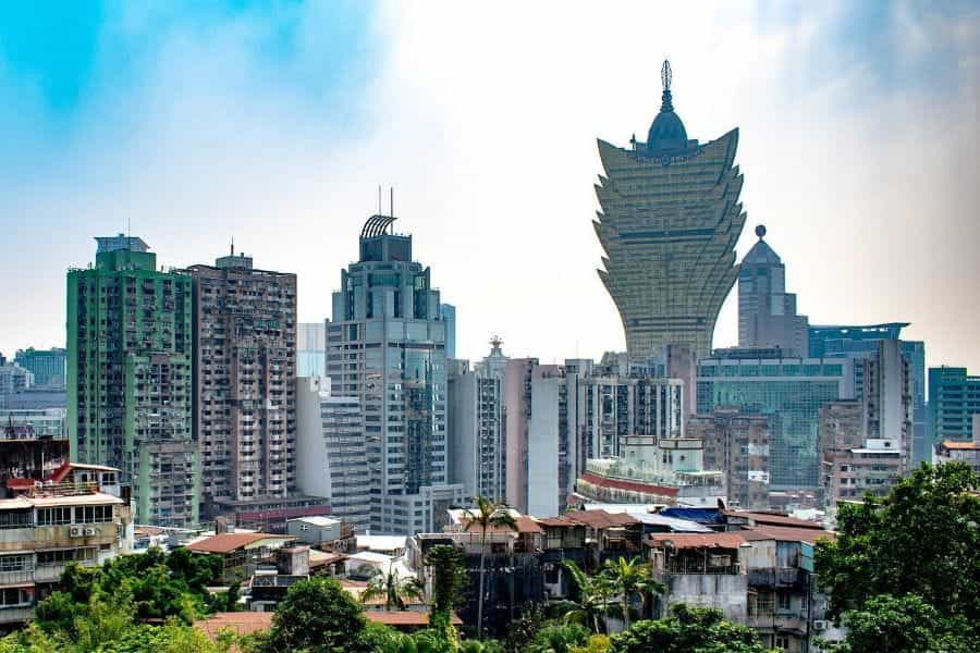 Hotel buildings in Macau.