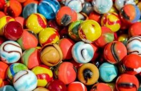 Lots of colorful glass marbles.