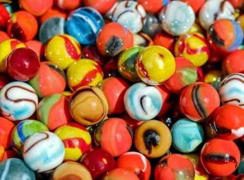 Lots of colorful glass marbles.