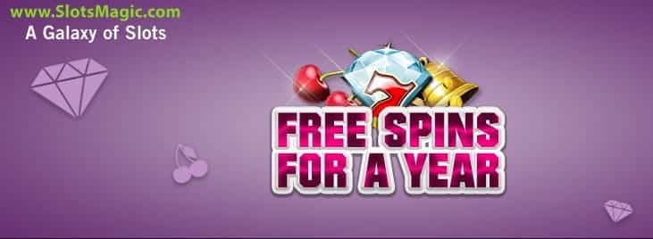 The Free Spins for a year promotion from SlotsMagic.