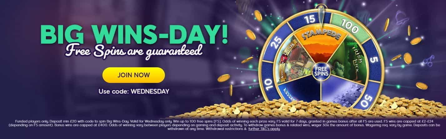 The Big Wins-Day bonus from Wink Slots.