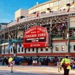 Entrance of Wrigley Stadium home of Illinois Chicago Cubs.