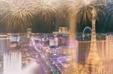 Fireworks exploding over Las Vegas.