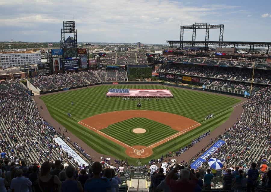 Coors field during Colorado Rockies baseball games.