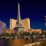 Las Vegas city at night time with casinos.