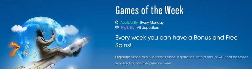 The Games of the Week bonus from Sloty Casino.