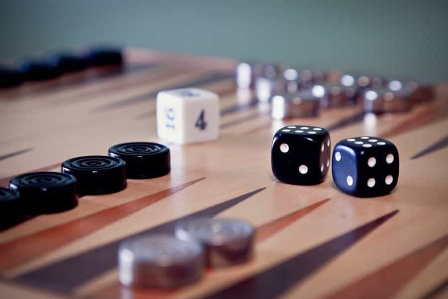 A backgammon board.