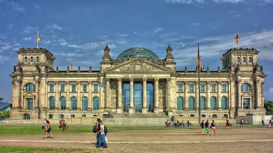 The Reichstag building in Berlin, Germany.