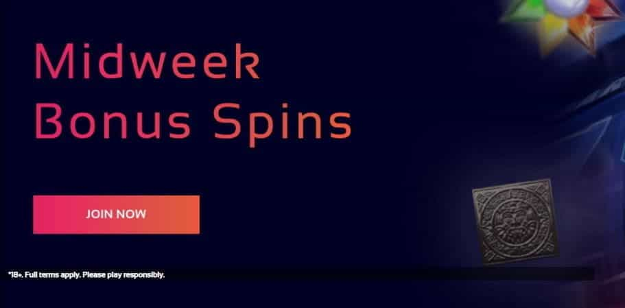 The Midweek Bonus Spins promo from Klasino.