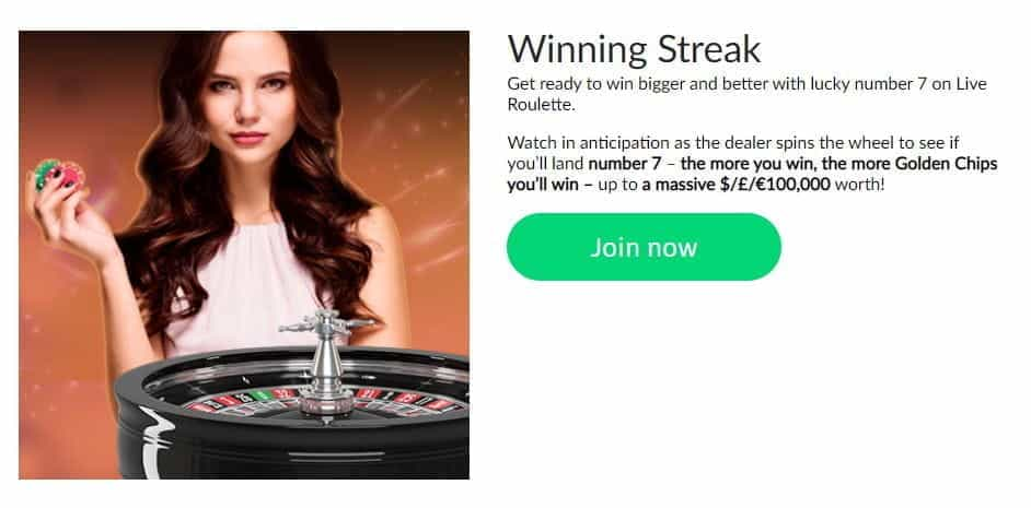 The Winning Streak promotion at Mansion Casino.