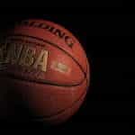 Spalding branded NBA basketball ball.