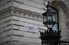 Outside number 10, Downing Street in London.