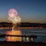 Fireworks over the Douglas Bay in the Isle of Man, UK.