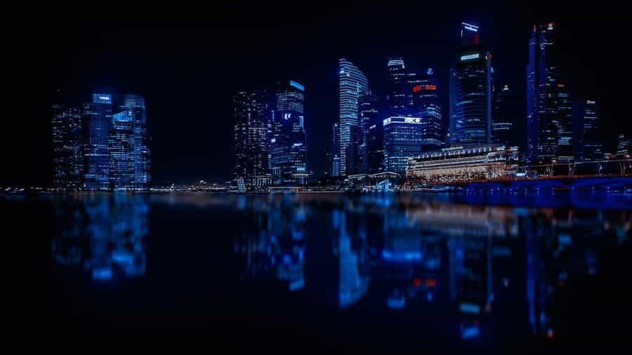 Singapore skyline night.
