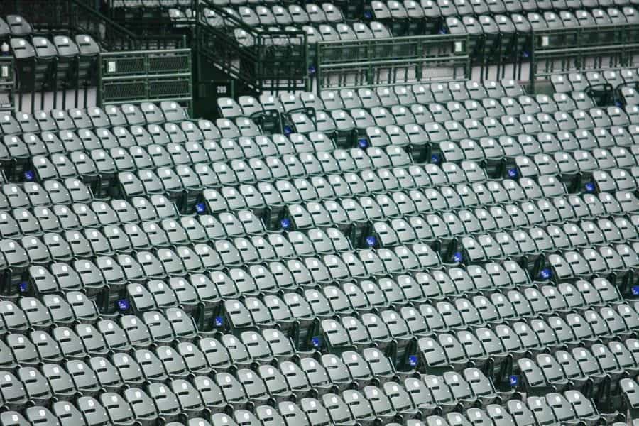 Wrigley stadium seating is empty.
