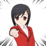 Anime girl pointing.