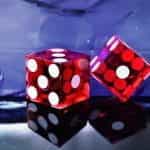 A pair of transparent red dice.