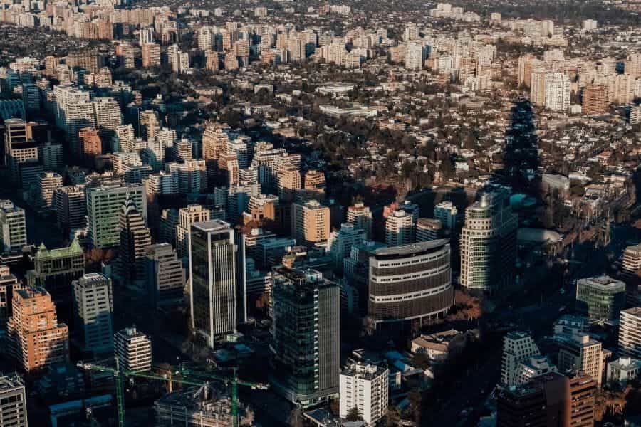 The cityscape of Santiago, Chile.