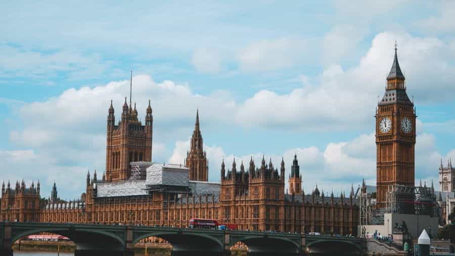 The Houses of Parliament at Westminster.