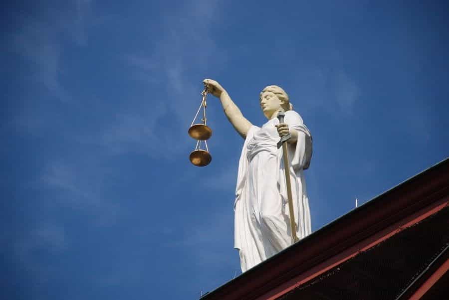 A statue of lady justice.