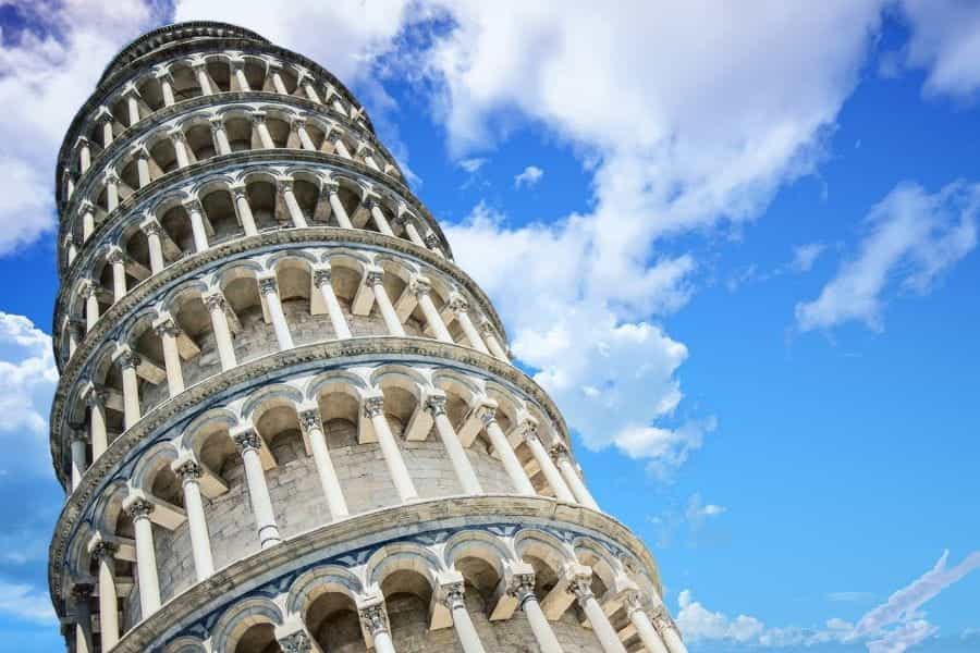 The leaning tower of Pisa in Italy.
