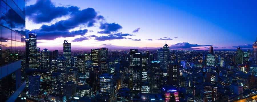 Melbourne city skyline.