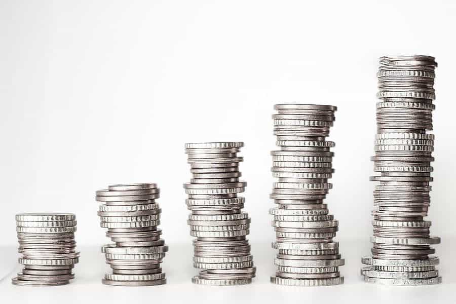 Stacks of coins growing.