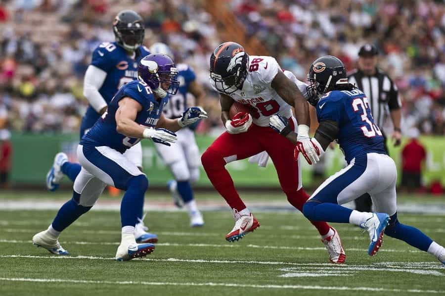 NFL game in play.